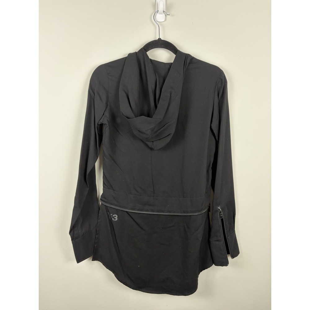 Y-3 Adidas Yohji Yamamoto Button Up Hooded Lightweight Top Black Size XXS